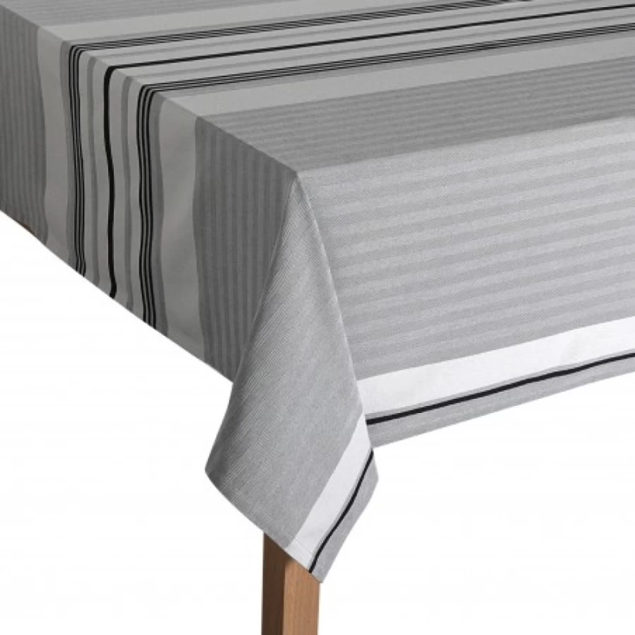 JEAN-VIER Grey Herringbone Weave Cotton Tablecloth – Premium Textured Dining Table Cover