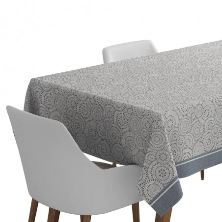 JEAN-VIER Light Grey Jacquard Tablecloth - Elegant Textured Dining Table Cover for Wedding & Home Decor