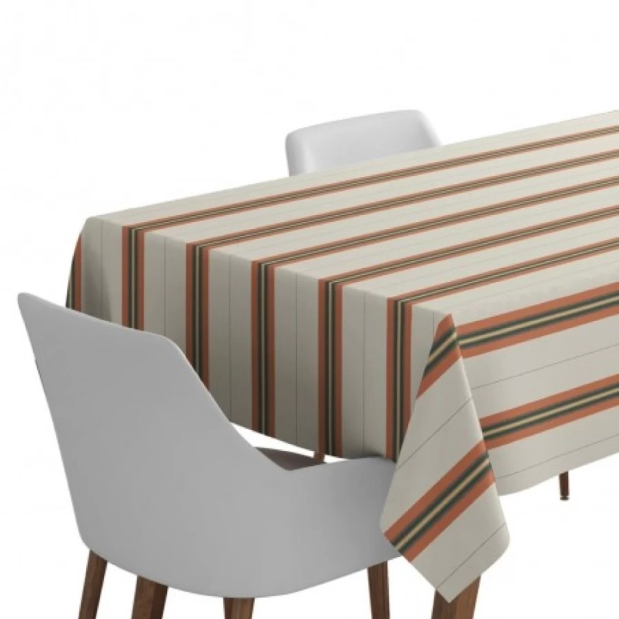 JEAN-VIER Striped Terracotta Tablecloth - Premium Linen & Cotton Blend for Dining & Decor