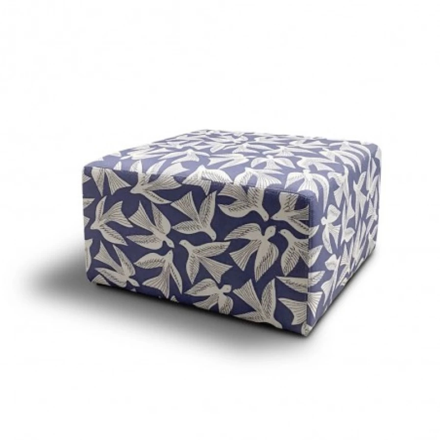 JEAN-VIER Blue Pouffe Ottoman - Stylish Footstool & Storage Bench for Living Room