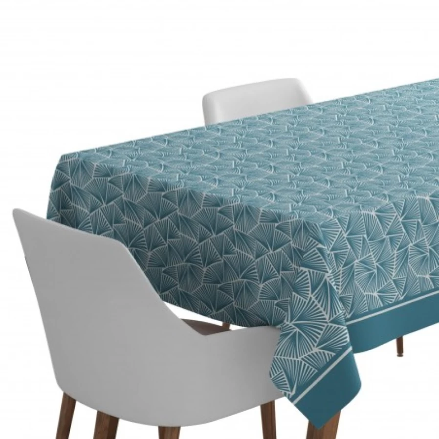 JEAN-VIER Blue Jacquard Tablecloth 100% Cotton - Elegant Washable Dining Table Cover for Home & Events