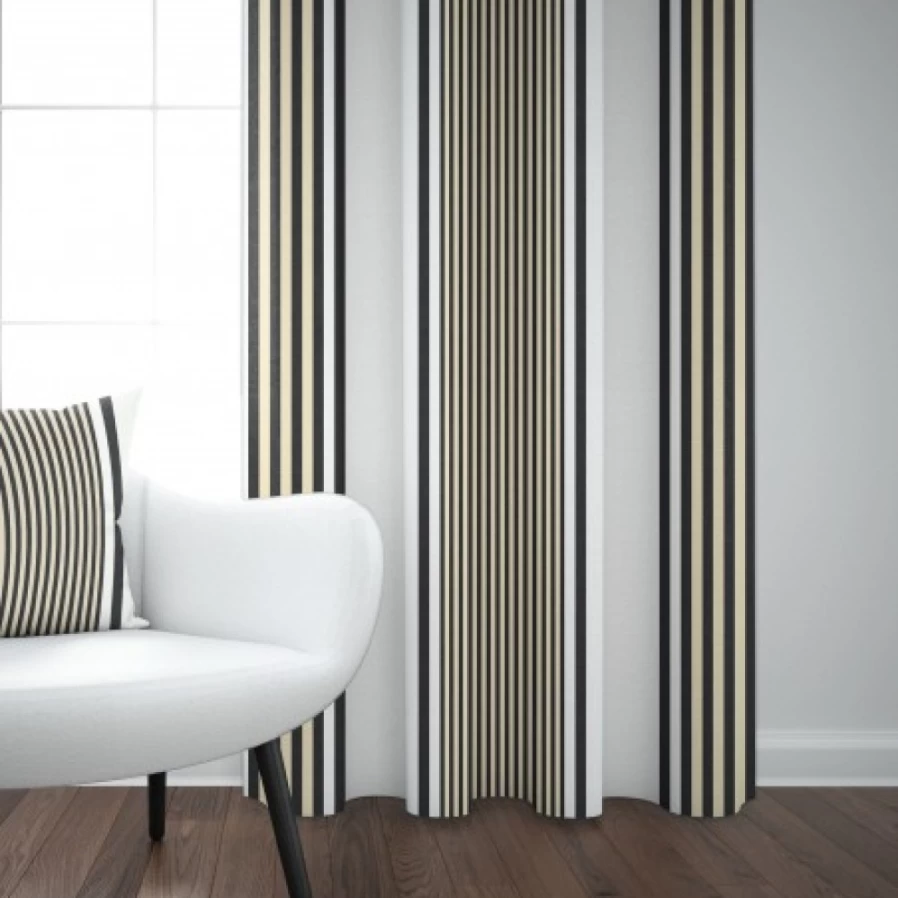 JEAN-VIER Grey Striped Cotton Satin Curtains for Living Room - Soft Luxury Drapes, Thermal Insulated Window Treatments, Modern Striped Design