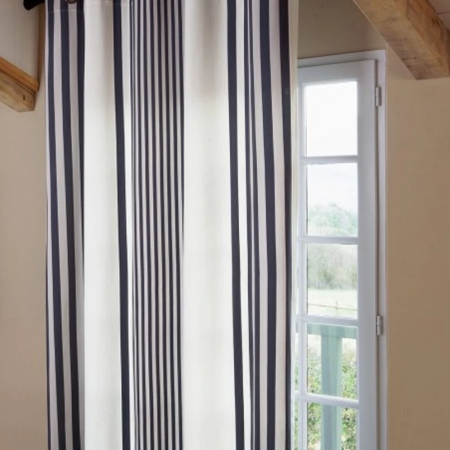 JEAN-VIER Grey Striped Cotton Satin Curtains for Living Room - Soft Luxury Drapes, Thermal Insulated Window Treatments, Modern Striped Design